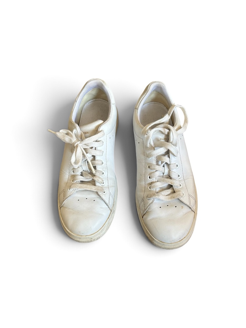 Tory Burch Cream Leather Low-Top Sneakers